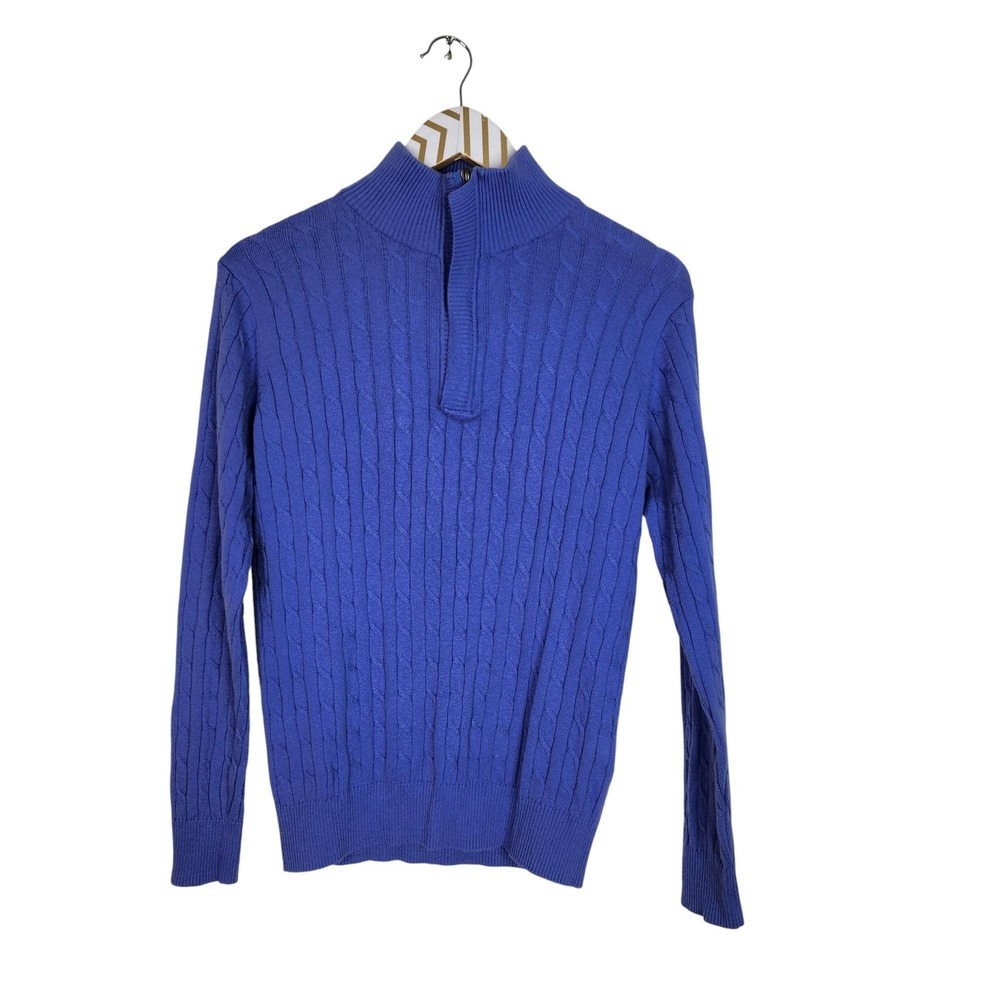 WoolOvers Sweater Womens XS Purple Cable‎ Knit Quarter Zip Mockneck Cashmere